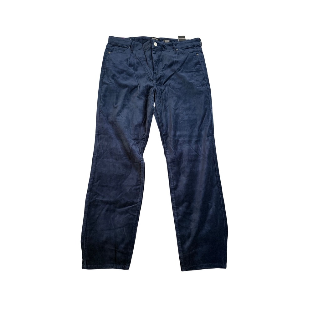 Well Worn Mens Navy Blue Corduroy Straight Leg Pants Size 14/34 Stretch Cotton